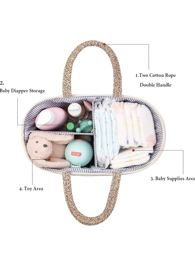 Gonice Baby Nappy Caddy Organiser,Portable Cotton Rope Woven diaper Caddy-Nursery Storage, DIY Basket with Changeable Compartments, Newborn Shower Gift Tote Bag (Yellow)  - Image 5