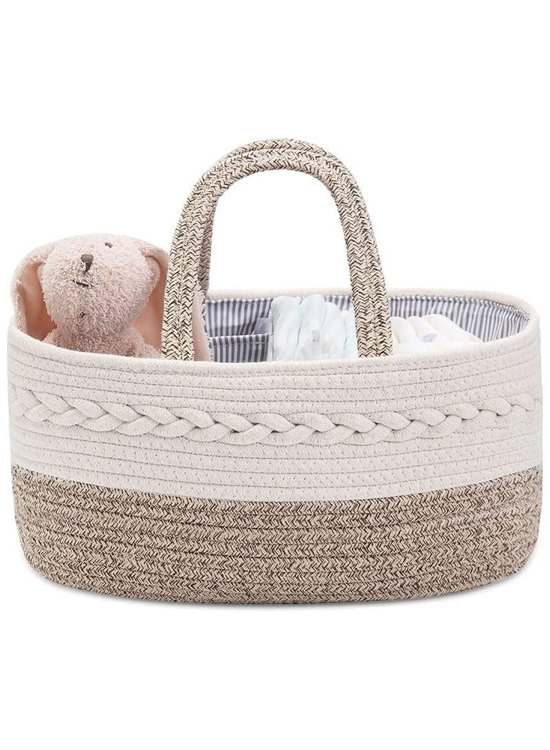 Gonice Baby Nappy Caddy Organiser,Portable Cotton Rope Woven diaper Caddy-Nursery Storage, DIY Basket with Changeable Compartments, Newborn Shower Gift Tote Bag (Yellow)  - Image 3
