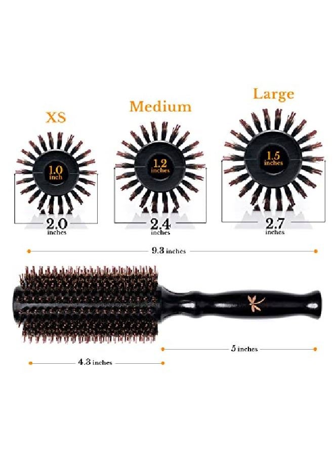 Belula - Boar Bristle Round Brush For Blow Drying Set. Round Hair Brush With Large 2.7” Wooden Barrel. Hairbrush Ideal To Add Volume And Body. Free 3 X Hair Clips & Travel Bag. - Image 1