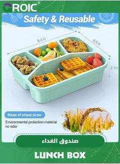 GROIC 4 Pack Lunch Box,Bento Box,Multi Compartment Lunch Bento Box,4 Compartment Snack Box,Food Storage Containers,Microwave Safe,Leakproof Container Set,Snack Containers for Kids  - Image 3