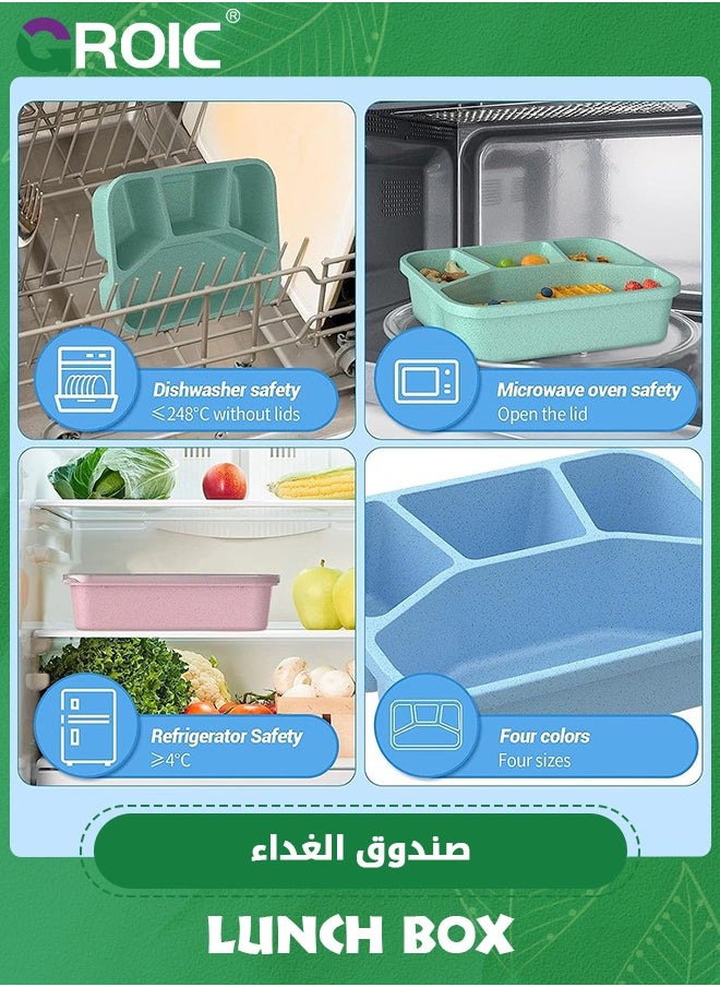 GROIC - 4 Pack Lunch Box,Bento Box,Multi Compartment Lunch Bento Box,4 Compartment Snack Box,Food Storage Containers,Microwave Safe,Leakproof Container Set,Snack Containers for Kids - Image 1