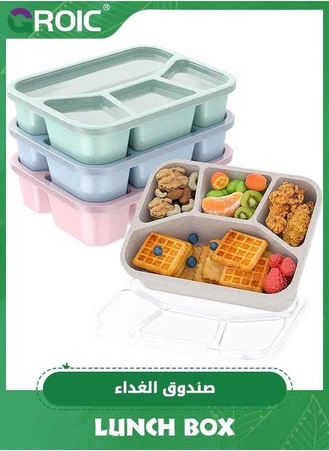 GROIC - 4 Pack Lunch Box,Bento Box,Multi Compartment Lunch Bento Box,4 Compartment Snack Box,Food Storage Containers,Microwave Safe,Leakproof Container Set,Snack Containers for Kids - Image 1