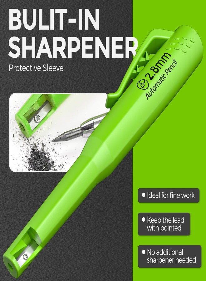 Nicpro 4 Pack CP3000 Carpenter Pencil with Sharpener, Mechanical Pencils Set with 76 Refills, Heavy Duty Construction Pencil, Carpenter Tools for Architect Marking (Red, Black, Yellow, Green) - Image 5
