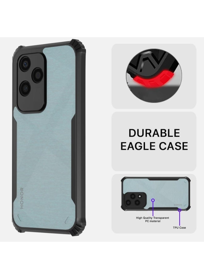 Muzz غطاء خلفي صلب شفاف من Honor 400 5G مع حافة TPU سوداء مقاومة للصدمات وحماية عدسة الكاميرا بزاوية 360 درجة غطاء شفاف Honor 400 2025 أسود - Image 3