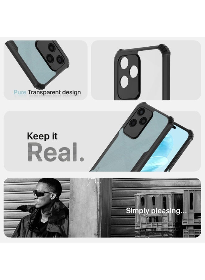 Muzz غطاء خلفي صلب شفاف من Honor 400 5G مع حافة TPU سوداء مقاومة للصدمات وحماية عدسة الكاميرا بزاوية 360 درجة غطاء شفاف Honor 400 2025 أسود - Image 5