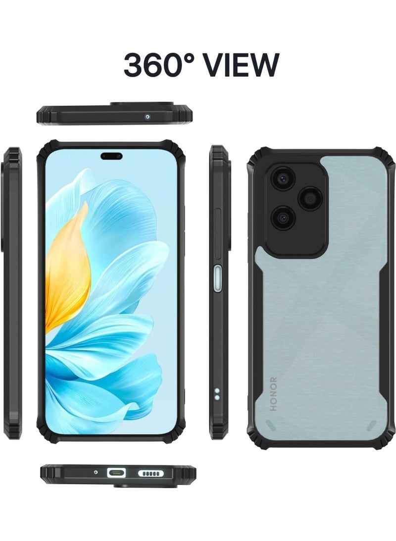 Muzz غطاء خلفي صلب شفاف من Honor 400 5G مع حافة TPU سوداء مقاومة للصدمات وحماية عدسة الكاميرا بزاوية 360 درجة غطاء شفاف Honor 400 2025 أسود - Image 4