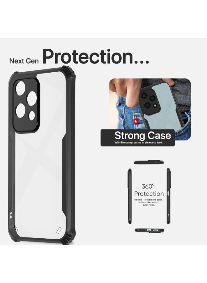 Muzz غطاء خلفي صلب شفاف من Honor 400 5G مع حافة TPU سوداء مقاومة للصدمات وحماية عدسة الكاميرا بزاوية 360 درجة غطاء شفاف Honor 400 2025 أسود - Image 2