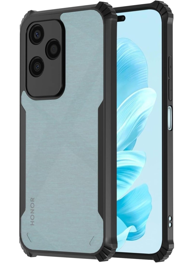 Muzz غطاء خلفي صلب شفاف من Honor 400 5G مع حافة TPU سوداء مقاومة للصدمات وحماية عدسة الكاميرا بزاوية 360 درجة غطاء شفاف Honor 400 2025 أسود - Image 1