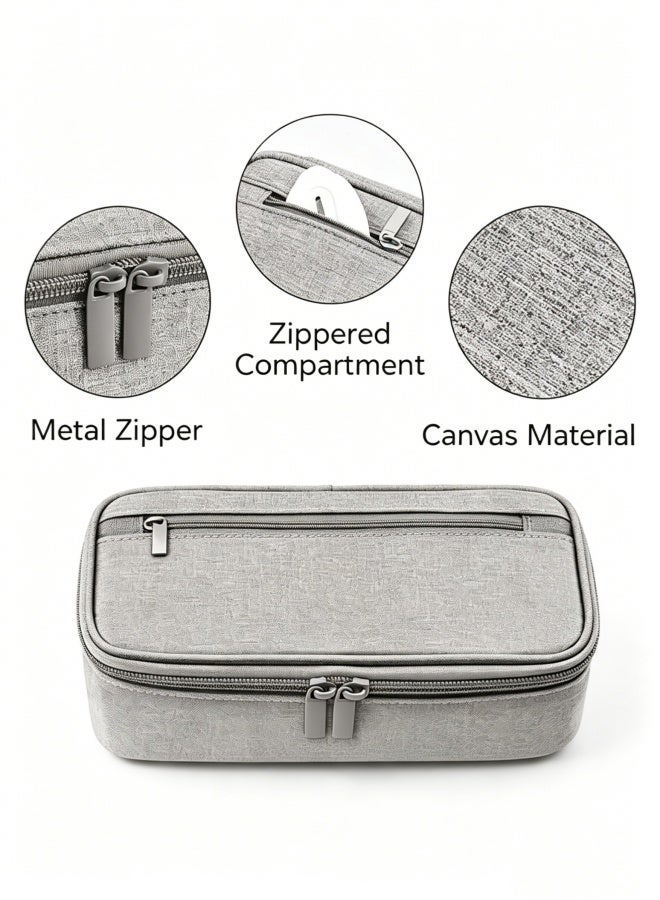 Joychic Large Capacity Storage Pencil Case, Aesthetically Pleasing Pencil Case Organizer with Handle, Grey Pencil Case Suitable for School and Office Supplies - Image 3