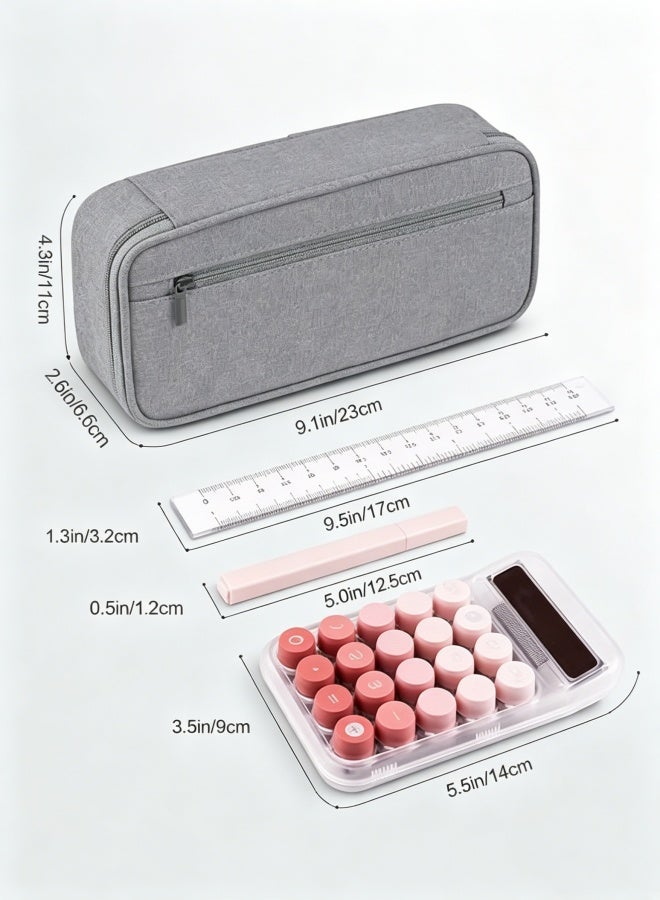 Joychic Large Capacity Storage Pencil Case, Aesthetically Pleasing Pencil Case Organizer with Handle, Grey Pencil Case Suitable for School and Office Supplies - Image 5