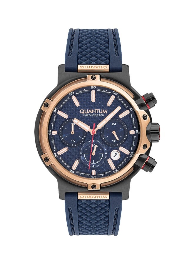Quantum QUANTUM HNG956.899 Men Chronograph Display Watch & Silicone Strap Dark Blue  - Image 1