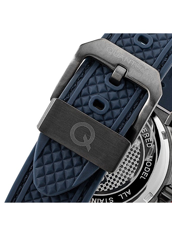 Quantum QUANTUM HNG956.899 Men Chronograph Display Watch & Silicone Strap Dark Blue  - Image 3