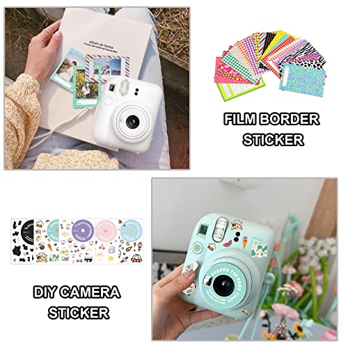 CAIYOULE Accessories for Fuji Instax Mini 12 Camera, Accessory Bundle Include PU Leather 12 Case, Mini Picture Album, Frames, DIY Stickers, Color Filter (No Camera) - Blue Pink Watercolor - Image 5