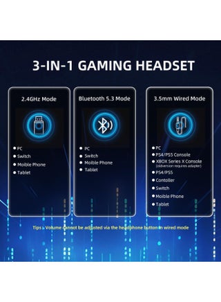 سماعة الألعاب اللاسلكية ATTACK SHARK L80PRO من Lightseed Tech، مزودة بميكروفون مزدوج مدمج وقابل للفصل، سماعات رأس خفيفة الوزن بثلاثة أوضاع (محول USB-C و USB-A بتردد 2.4 جيجاهرتز / بلوتوث / سلكية) لأجهزة الكمبيوتر الشخصية، ماك، نينتندو سويتش، ويندوز - أسود. - view 3