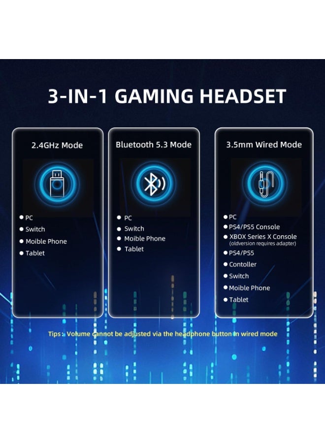 هجوم القرش سماعة الألعاب اللاسلكية ATTACK SHARK L80PRO من Lightseed Tech، مزودة بميكروفون مزدوج مدمج وقابل للفصل، سماعات رأس خفيفة الوزن بثلاثة أوضاع (محول USB-C و USB-A بتردد 2.4 جيجاهرتز / بلوتوث / سلكية) لأجهزة الكمبيوتر الشخصية، ماك، نينتندو سويتش، ويندوز - أسود. - Image 3