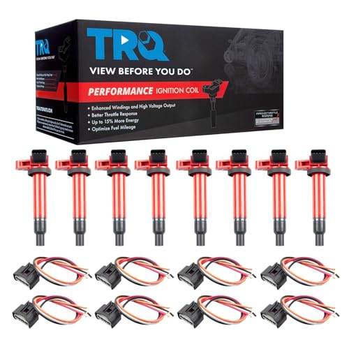 TRQ Ignition Coil Set Compatible with 2001-2007 Lexus GS430 2003-2009 GX470 2001-2006 LS430 1998-2007 LX470 2002-2010 SC430 Toyota 4Runner Land Cruiser 2001-2009 Sequoia 2000-2009 Tundra - Image 2