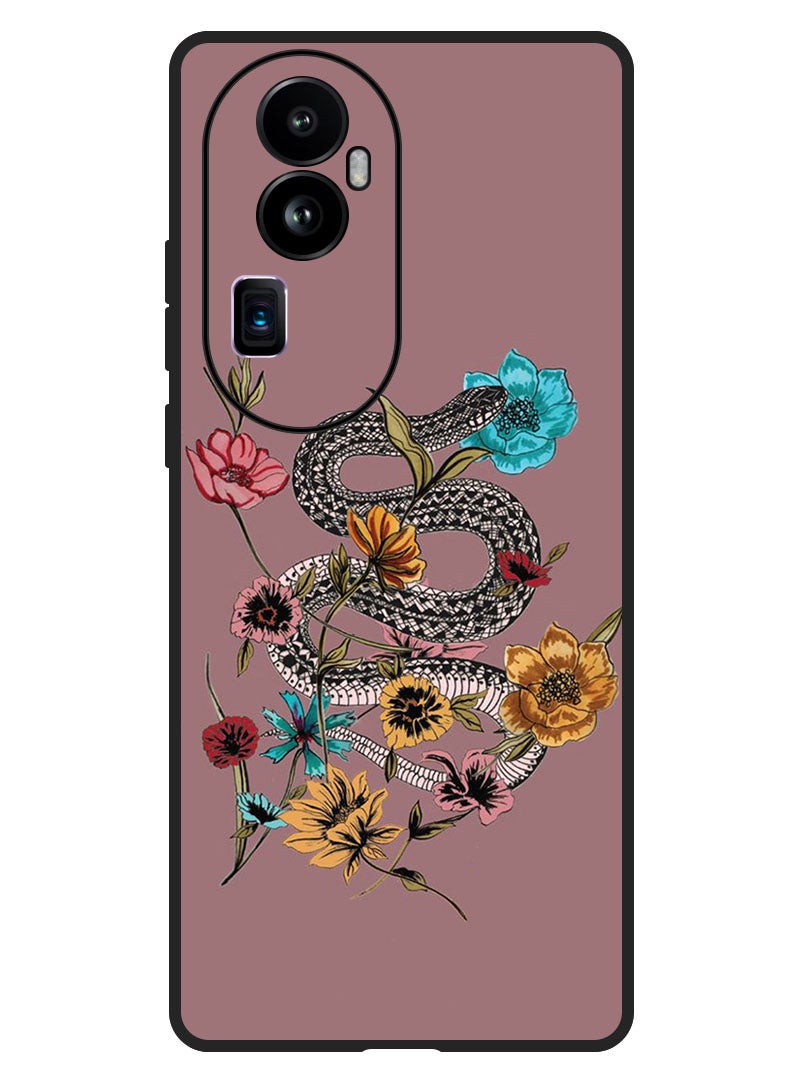 Theodor Protective Case Anti Scratch Shock Proof Bumper Cover For Oppo Reno 10 Pro Plus Flower Snake - Image 1