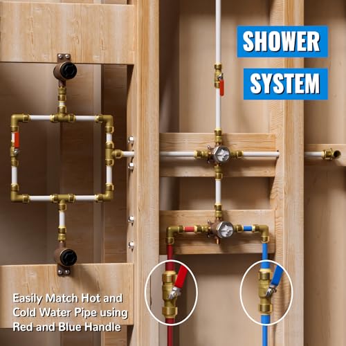 SUNGATOR Shut Off Ball Valve 1/2 Inch, SUNGATOR 1/2 Inch Ball Valve, Push-to-Connect Water Shutoff, Easily Match to Pipe using Red and Blue Handle, No Lead Brass Fittings for PEX Pipe, Copper, CPVC, Pack of 2 - Image 3