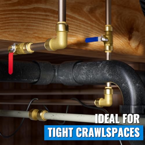 SUNGATOR Shut Off Ball Valve 1/2 Inch, SUNGATOR 1/2 Inch Ball Valve, Push-to-Connect Water Shutoff, Easily Match to Pipe using Red and Blue Handle, No Lead Brass Fittings for PEX Pipe, Copper, CPVC, Pack of 2 - Image 5