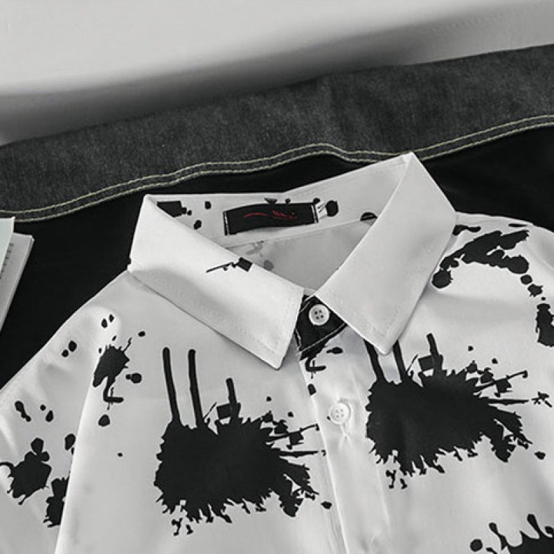 Men'S Trendy Bf Shirt Long Sleeve Loose Summer Stylish Hong Kong Style Shirt Sun Protection Korean Version Trendy Ice Silk - Image 2
