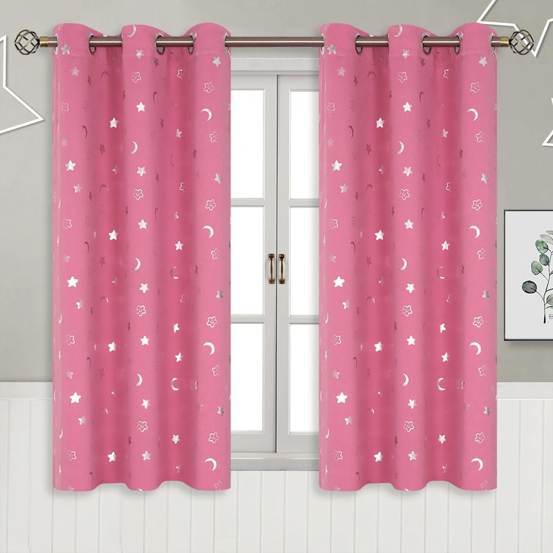 BGment Pink Star and Moon Blackout Curtains - Image 1