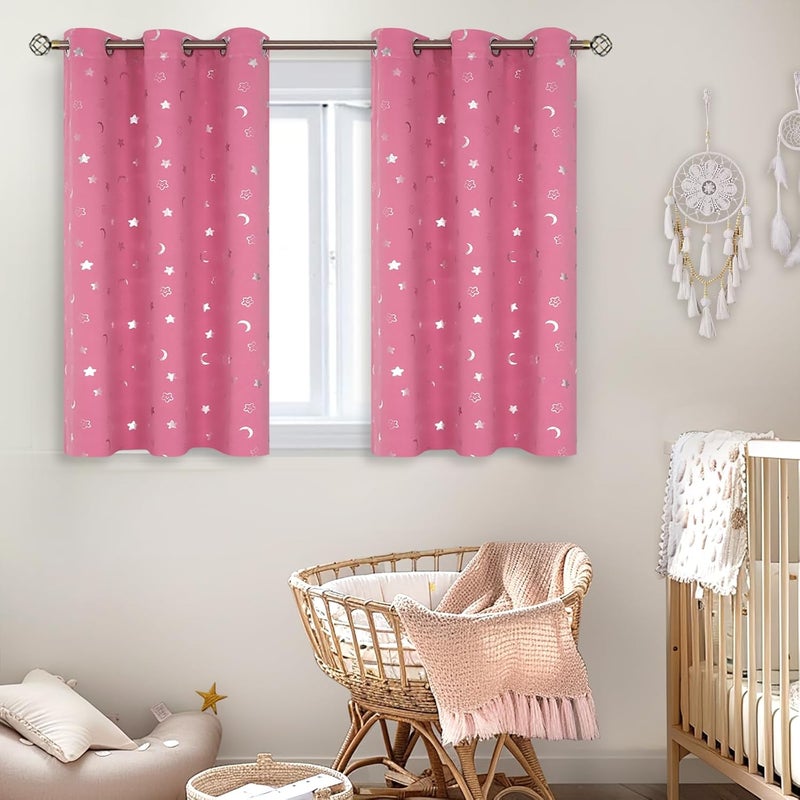 BGment Pink Star and Moon Blackout Curtains - Image 2