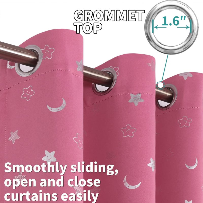 BGment Pink Star and Moon Blackout Curtains - Image 5