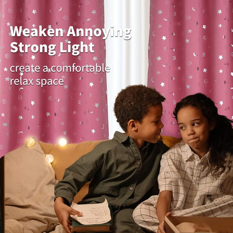 BGment Pink Star and Moon Blackout Curtains - Image 3