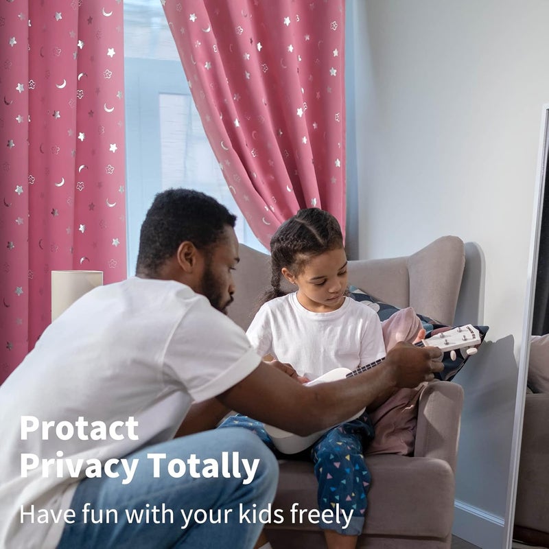 BGment Pink Star and Moon Blackout Curtains - Image 4