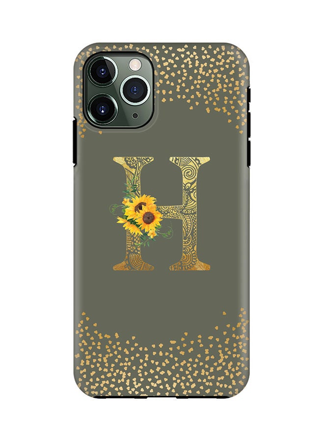 Stylizedd Monogram Tough Series for Apple iPhone 11 Pro Custom Initials Floral Mandala Pattern Tough Pro Dual Layer hybrid PC inner TPU protection Alphabet- H (Olive Green) - Image 1