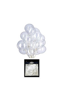 PARTY FUN 24in Latex Helium Float Balloon (Pack of 12 Pieces, White Transparent)  - Image 2