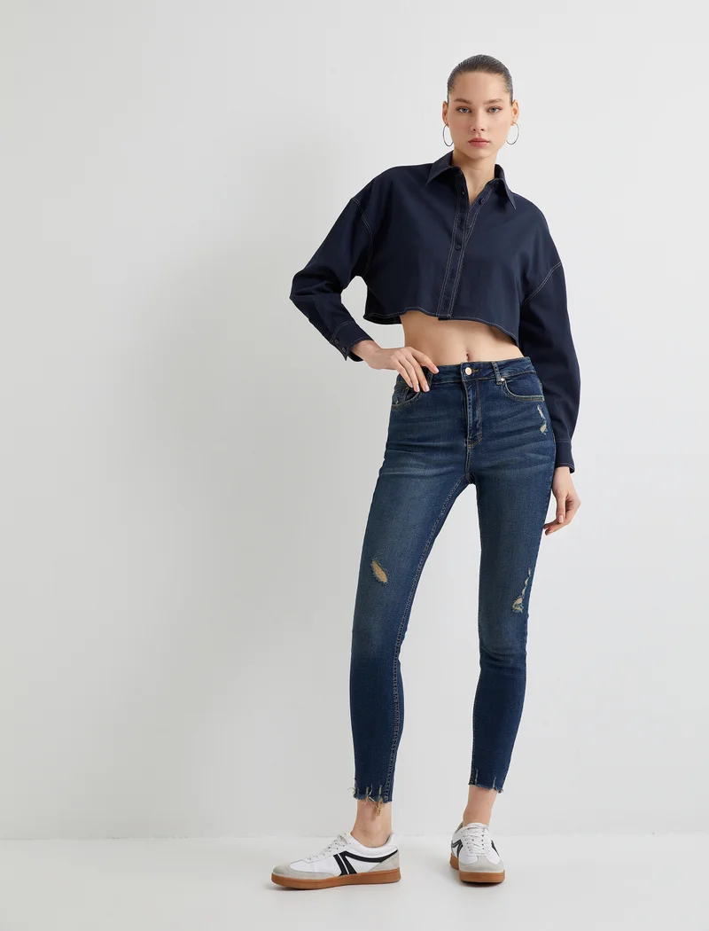 KOTON Koton | Faded Cropped Skinny Fit Jeans