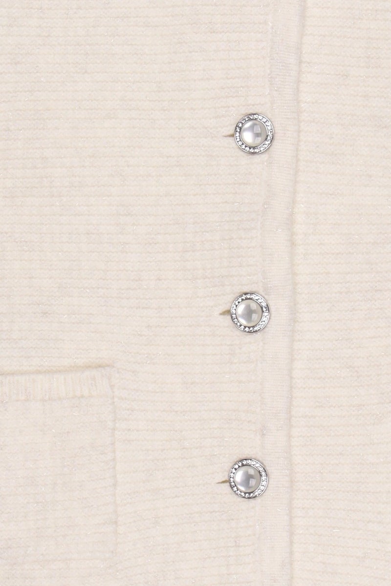Walter Baker Women Round Neck Knitted Cardigan, Cream - Image 5