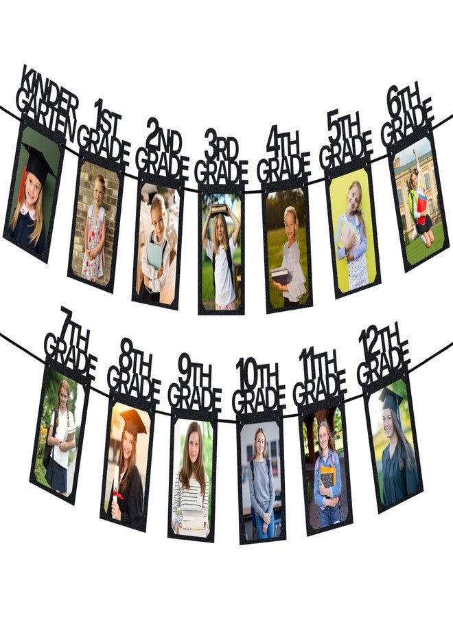PartyHooman Graduation Photo Banner Kindergarten to 12th Grade, 4" x 6" Photo (Black) - Image 1