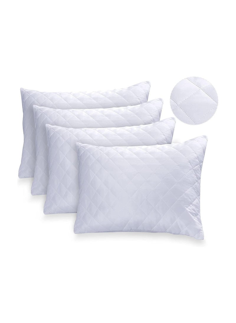 FABTEX FABTEX Pillow Protectors 4 Pieces Pack Quilted Zipped Ultra Luxe Zipped Pillow Protectors Quilted Pillow Protectors Soft & Breathable Microfiber Pillowcase Protectors Hypoallergenic 50 x 75cm White  - Image 1