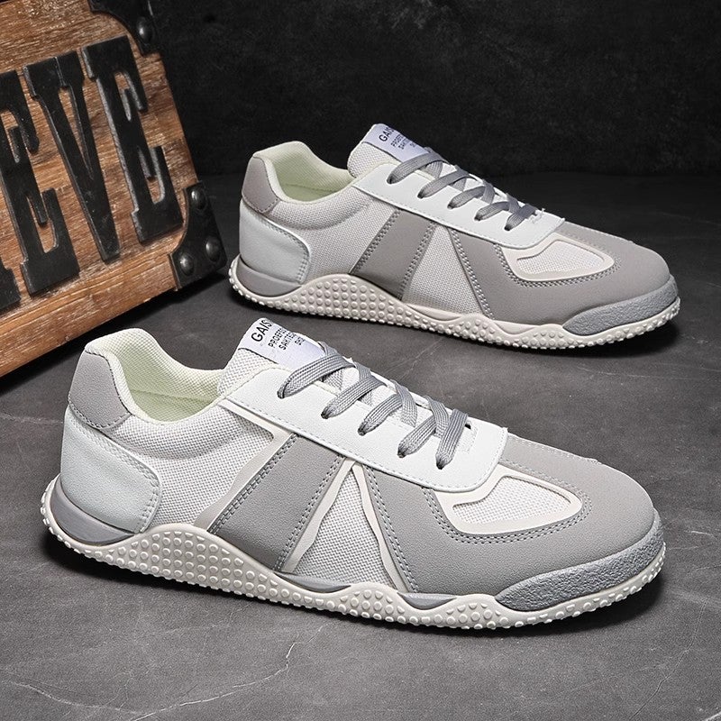أحذية فورست غامب للرجال عبر الحدود ربيع خفيفة الوزن تنفس رياضية غير قابلة للانزلاق جري تدريب ألماني أحذية لوحية عصرية صغيرة بيضاء رمادية - Image 4