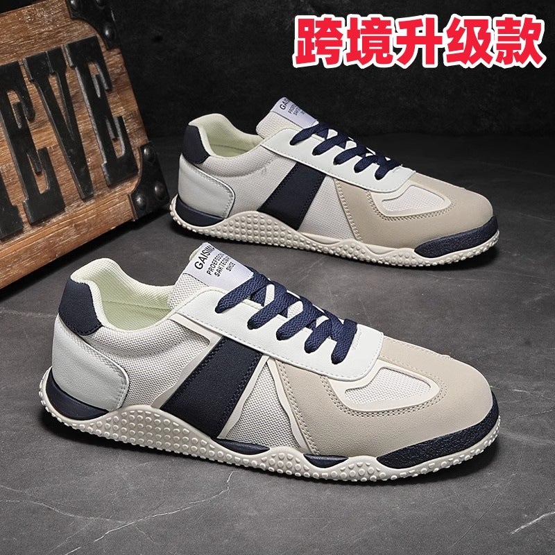 أحذية فورست غامب للرجال عبر الحدود ربيع خفيفة الوزن تنفس رياضية غير قابلة للانزلاق جري تدريب ألماني أحذية لوحية عصرية صغيرة بيضاء رمادية - Image 3