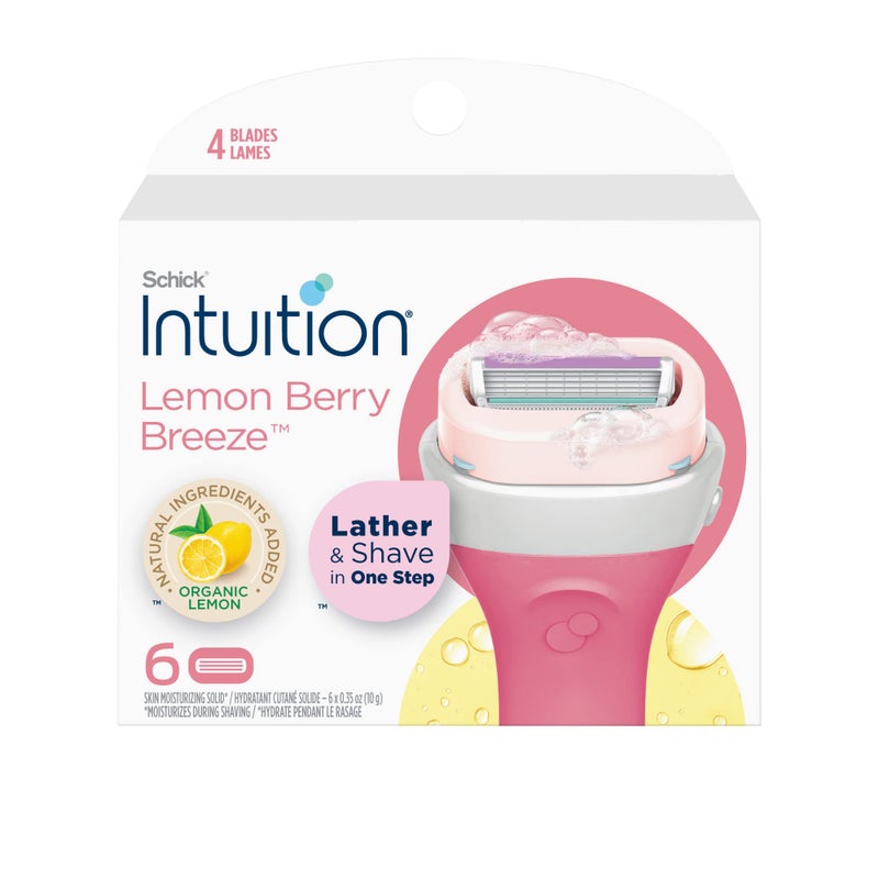 Intuition Schick Intuition Refill, Lemon Berry Breeze Razors for Women | Intuition Razor Blades Refill with Organic Lemon, 6 Count Razor Refills - Image 1