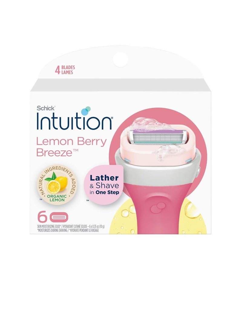 Intuition Schick Intuition Refill, Lemon Berry Breeze Razors for Women | Intuition Razor Blades Refill with Organic Lemon, 6 Count Razor Refills  - Image 1