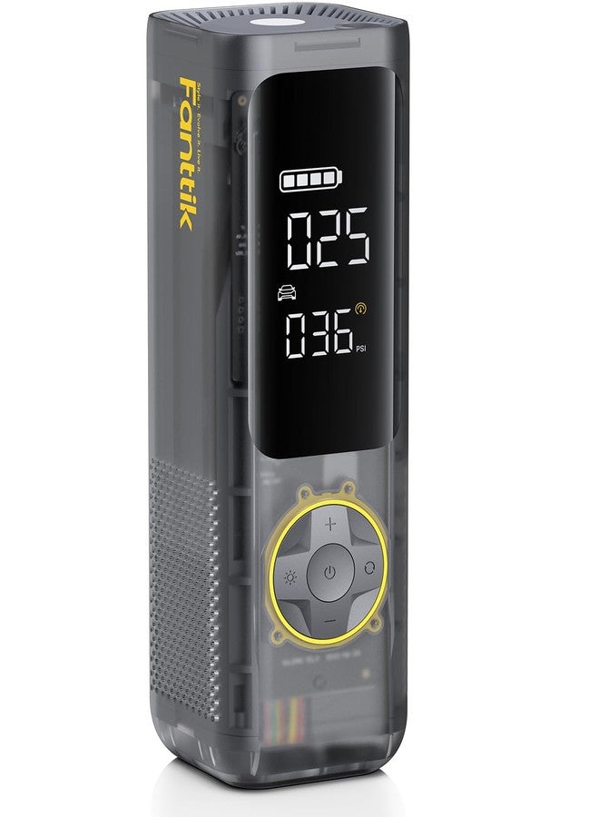 Fanttik X8 APEX Tire Inflator Portable Air Compressor, 1 Min Fast Inflation, 150PSI Cordless Tire Inflator with LED Dual Screen, Suitable for Car, Bike, Motorcycle, Up to 26.3″ Tires, Mechanical Gray - Image 1