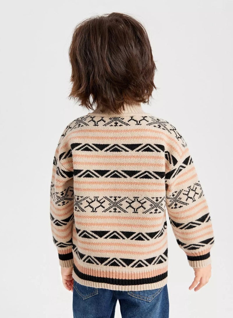 Toddler Boys Geo Pattern Drop Shoulder Sweater - Image 2