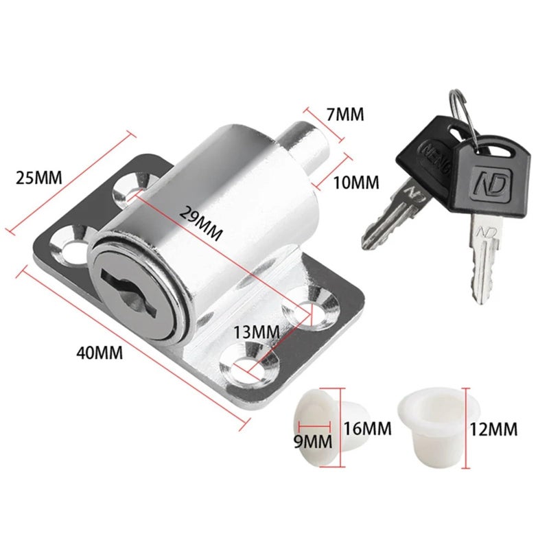 White Sliding Door Window Locks with 2 Keys Security Lock Set - Image 3