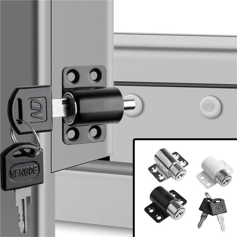 White Sliding Door Window Locks with 2 Keys Security Lock Set - Image 4