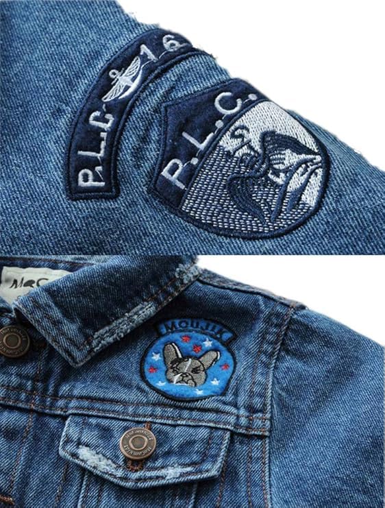 Mallimoda Kids Boys Girls Hooded Denim Jacket Zipper Coat Outerwear (9-10 Years, Style 1 Blue) - Image 4