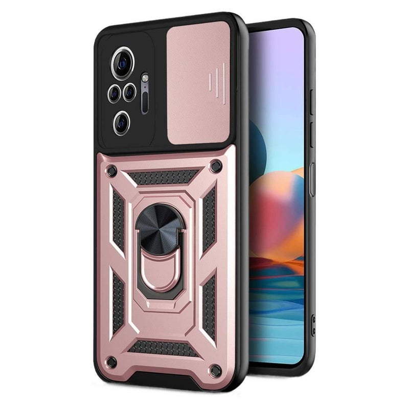 MS غطاء واقي بTPU لـ iPhone 15 / 15 Plus / 15 Pro / 15 Pro Max مع حماية من السقوط وحامل مع مقاوم للصدمات مع تشطيب غير لامع مع مغناطيسي باللون ذهبي وردي بوظيفة حامل من مادة TPU باللون. - Image 1