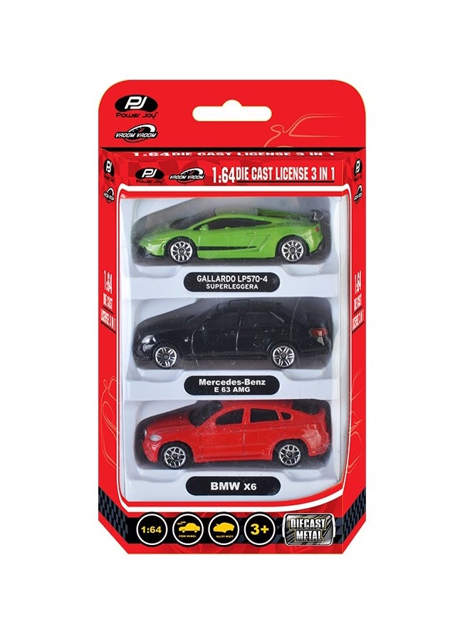 Power Joy Power Joy Vroom Vroom Diecast Unif Licensed 3 Pieces, Assorted (Style & Color May Vary)  - Image 2