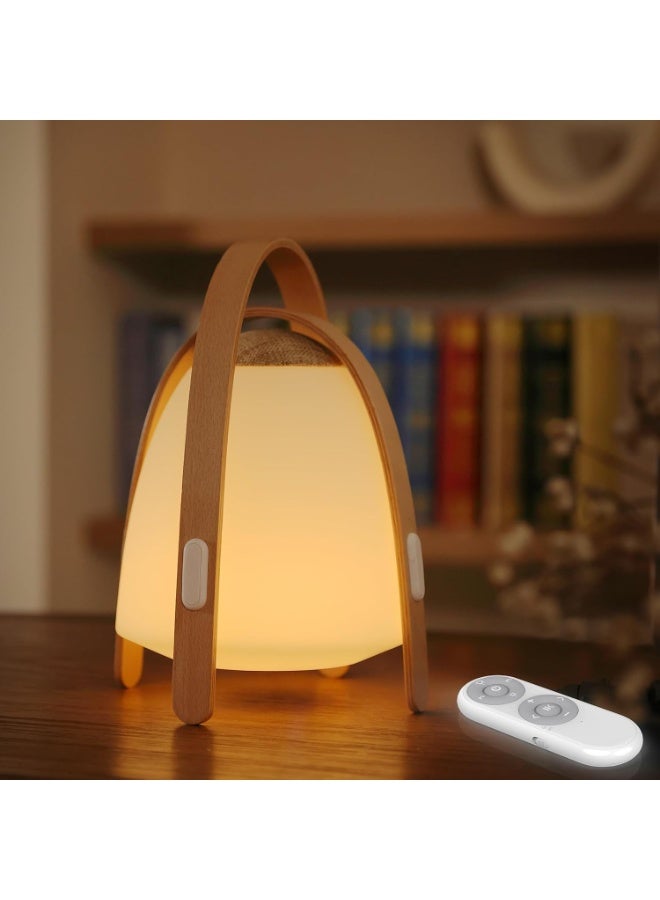 مصباح إضاءة LED مزاجي إبداعي نورديك بمقبض من خشب الزان، متغير الألوان RGB، قابل للتعتيم، 10 ألوان و4 أوضاع، محمول للديكور الداخلي والخارجي - Image 1