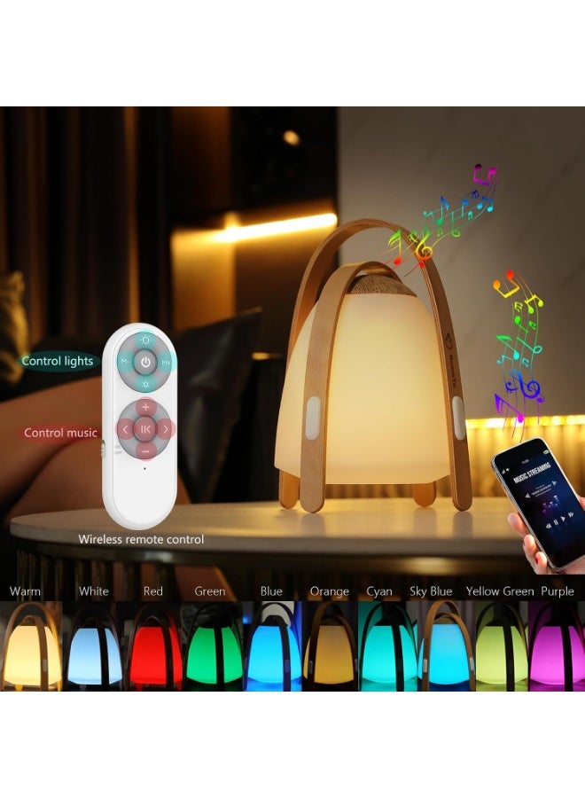 مصباح إضاءة LED مزاجي إبداعي نورديك بمقبض من خشب الزان، متغير الألوان RGB، قابل للتعتيم، 10 ألوان و4 أوضاع، محمول للديكور الداخلي والخارجي - Image 2