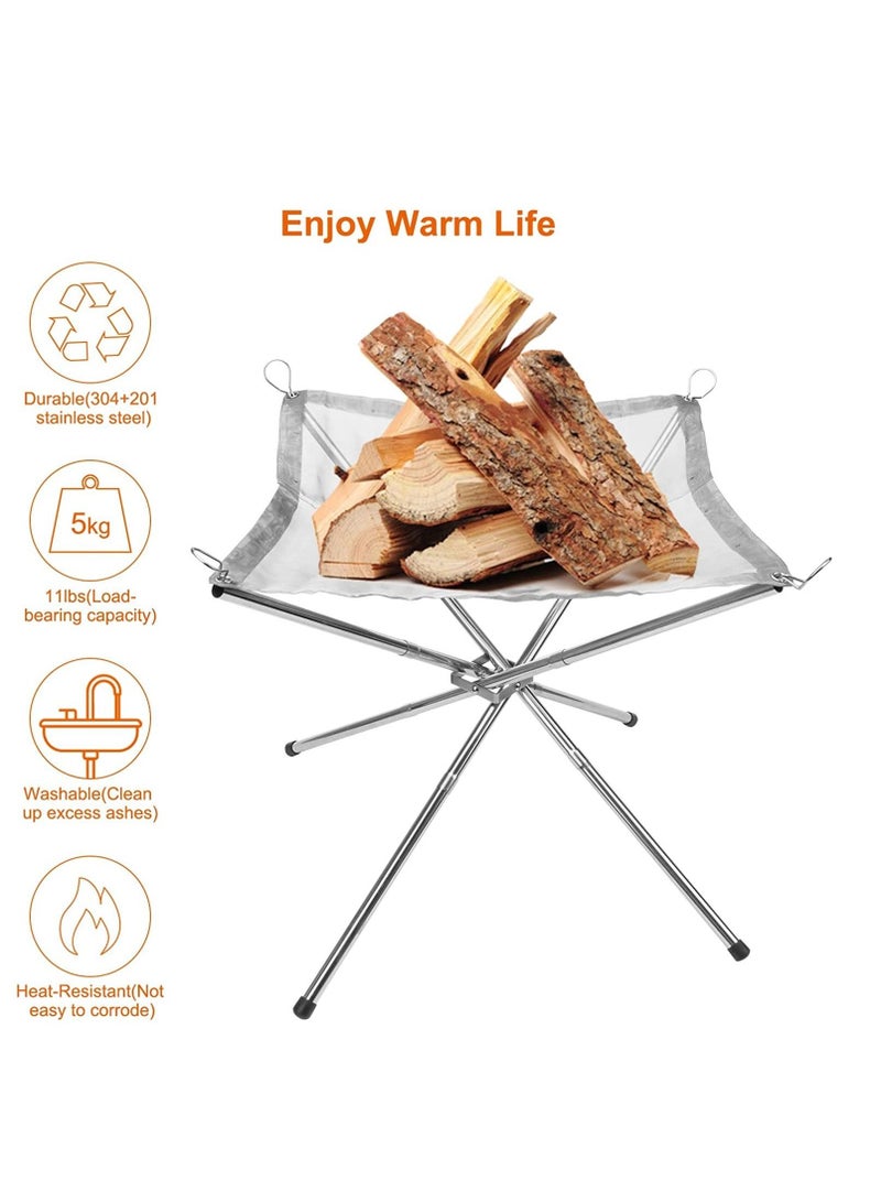 Loquat Portable Fire Pit Outdoor Camping Fire Pit Foldable Steel Mesh Fire Pits Fireplace - Image 3