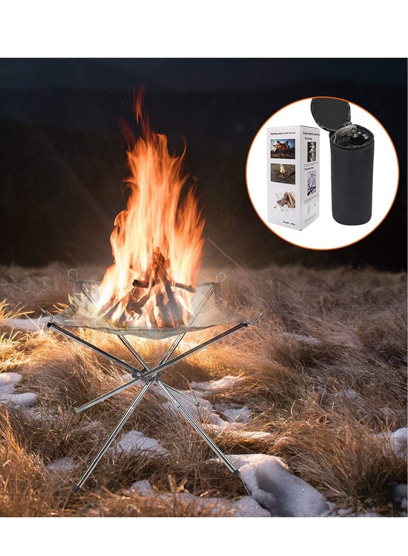 Loquat Portable Fire Pit Outdoor Camping Fire Pit Foldable Steel Mesh Fire Pits Fireplace - Image 2